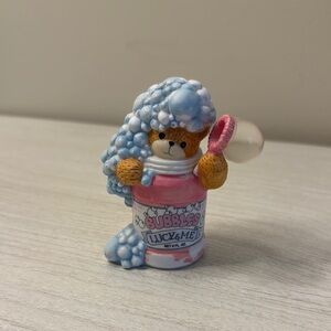Enesco Lucy Rigg Lucy & Me Vintage Porcelain Bear Figurine Bottle Of Bubbles
